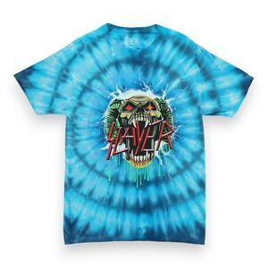 Slayer Metal Band Blue Tie Dye Men's T-Shirt Size Medium‎ "Rams Skull"